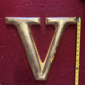 VTG 15” Letter "V" Gold 3D Sign Outdoor Molded Plastic Sign Store - Picture 1 of 2