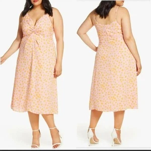 Leith Plus Size Spaghetti Strap Midi Dress with Knot Detail NWT 2X - Picture 1 of 8