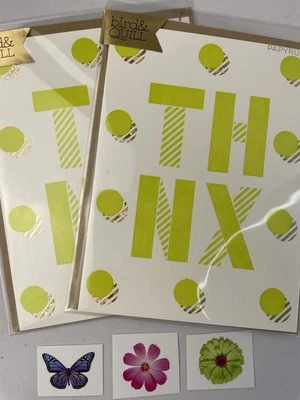 PAPYRUS Lot of 2 Thank You Greeting Cards -THNX Modern Design w/ Gold foil + 🦋 - Image 1 of 4