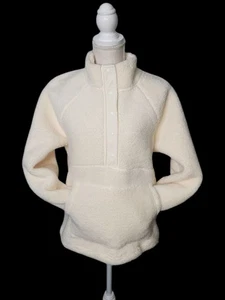 NWT BEARPAW M Medium Women Sherpa Cream Ivory Hoodie Jacket Coat Kanga Pocket - Picture 1 of 8