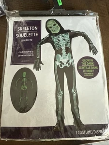 Glow in the dark Skeleton Halloween Costume Child Size Medium 8-10 New - Picture 1 of 11