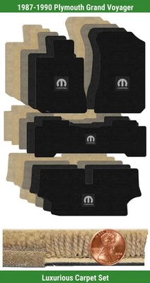 Conjunto de tapete de luxo personalizado para '87-90 Plymouth Grand Voyager com logotipo (4 peças) #112S - Imagem 1 de 4