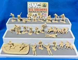Marx Reissue WWII Marines, Paratroopers, Raft TAN (54MM) 31 in 17 Poses Soldiers - Picture 1 of 5