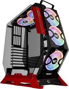 Boîtier PC - Tour ATX Verre Trempé Ordinateur Gaming Cadre Ouvert Boîtier avec 7 RGB Fa - Photo 1/12