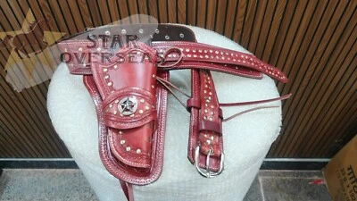 Western Gun Holster Belt Leather Revolver Pistol Tooled .22, .35/357 .44/45 Cal - Image 1 of 4