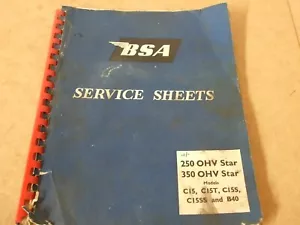 Vintage BSA Service Sheets 250 /350 OHV Star ** Rare ** - Picture 1 of 6
