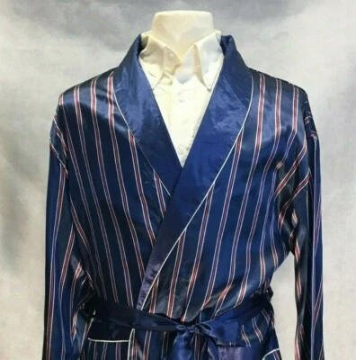 Roupão Masculino de Cetim de Seda - Azul Real Borgonha - '' Entrega em 5 dias - EUA '' - Imagem 1 de 4