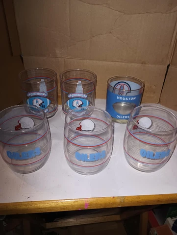 Houston Oilers set of 6 13.5 oz. Drinking Glasses. Shell Gas 1993 Cover