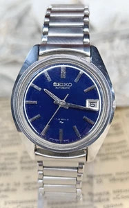 January 1971 Rare Vintage Seiko 7005 Automatic Watch Steel Bracelet Blue dial - Picture 1 of 15