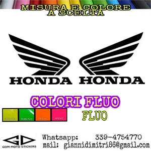 Coppia adesivi PRESPZIATI REPLICA logo Honda ala speculari FLUO - Imagen 1 de 5