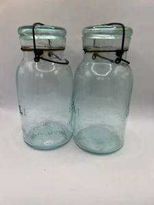 2 Trade Mark Lightning, bail style Mason Canning Fruit Jar Ground Lip- #104#21 - Picture 1 of 8