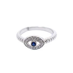 Zeitloser weißvergoldeter Evil Eye Ring für Damen - Sterlingsilber unbeheizt - Bild 1 von 10