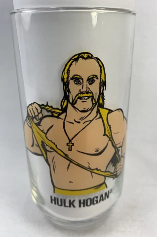 1990 Hulk Hogan WWF Wrestling Titan Sports Vintage Drinking Glass WWE Cover