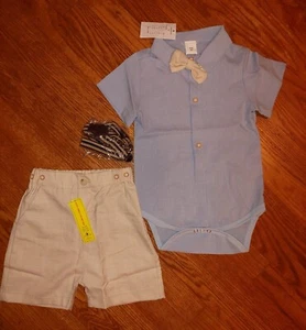 NWT Boarnseorl Baby Boys Gentleman Outfit Set W/ Suspensers Bow tie 18-24 Months - Picture 1 of 1