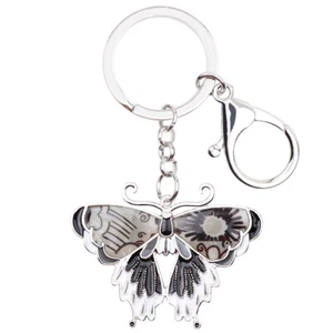 Enamel Alloy Floral Cute Butterfly Keychains Car Key Ring Insects Charms Jewelry - Picture 1 of 11