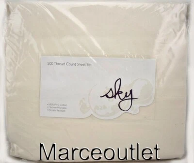 Conjunto de lençóis Sky Solid básico 500 fios contagem algodão pima duplo marfim - Imagem 1 de 4