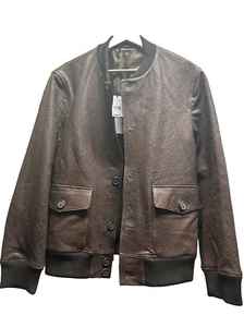 Men’s Dylan Gray Leather Bomber - Picture 1 of 5