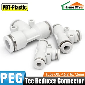 Accesorios reductores de empuje neumático de 4-12 mm pieza de camiseta conector de ajuste de empuje de 3 vías - Imagen 1 de 11