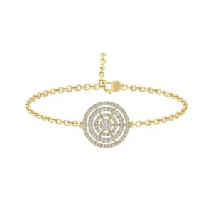 0.5Ct Round Lab Grown Diamond Chain Bracelet 7" for Women 14K Yellow Gold 2.24gm - Picture 1 of 7