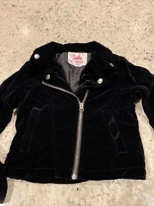 New Justice Girls Velvet Moto Jacket Black Size 8 Metallic Asymmetrical - Picture 1 of 5