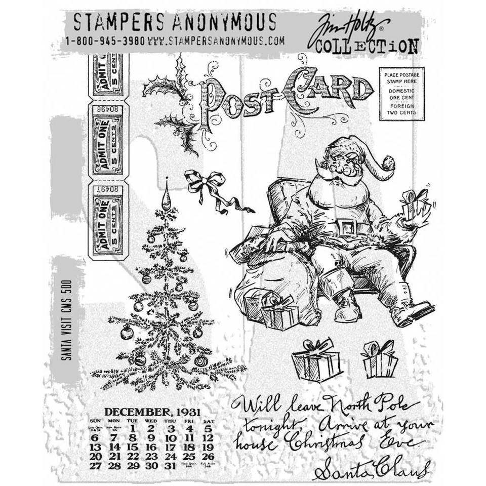 Conjunto de selos Tim Holtz Stampers anônimos "SANTA VISIT" CMS500- Natal 2024 - Imagem 1 de 1