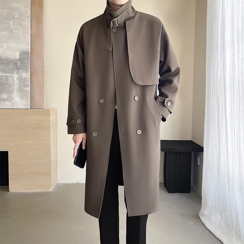 OFF WHITE Giacca a vento uomo media lunghezza primavera stile britannico nuova cappotto sopra il ginocchio largo