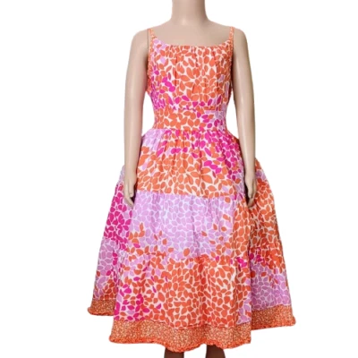 Редкие издания Fit & Flare крестьянское платье розовый оранжевый слой оборки кромки сарафан - Изображение 1 из 4