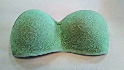 Sujetador Victoria's Secret ROSA Sin Tirantes Encaje Verde Claro Bandeau Talla S  Foto 1 de 4