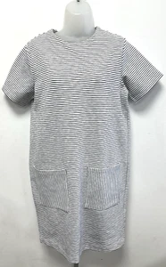 New! J by Jasper Conran UK12 Eu40 ivory/black stripe jersey Breton tunic dress - Picture 1 of 14