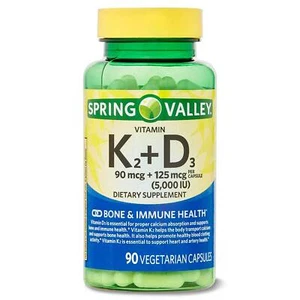 Vitamin D3 5000 IU + K2 MK7 90 Mcg Support Heart Bone Teeth Mood, 90 Capsules - Picture 1 of 24