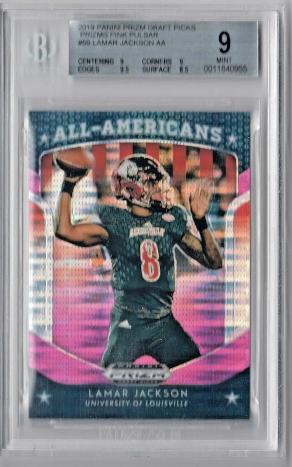 2019 Panini Prizm Pink Pulsar All American Lamar Jackson #59 BGS 9 - Image 1 of 2