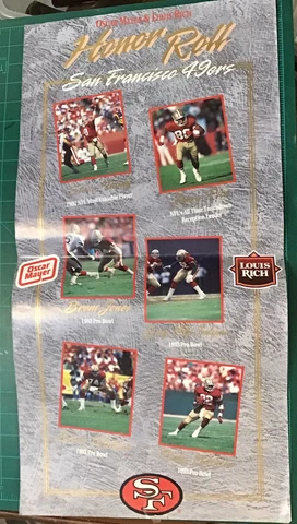 1993 Honor Roll Poster San Fransisco 49ers Oscar Mayer Jerry Rice Football Cover