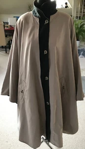 YESSICA Poncho Cappotto Soprabito Popeline Trench Pipistrello Maniche Foderato Beige - Foto 1 di 10