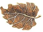 Gold Brown Leaf Brooch Pin 14477 Austrian Crystals Rhinestones Lapel Gemstones