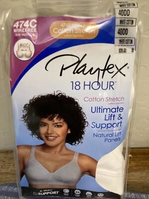 Playtex 18 Hour Ultimate Lift & Support Cotton Stretch Wireless Bra 474C SZ 40DD - Image 1 of 4