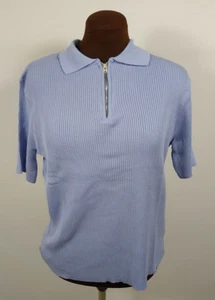 Afibel Blue Acrylic Corded Polo Shirt - Zip Up - UK Size 16-18 EU 46-48 - New - Picture 1 of 7