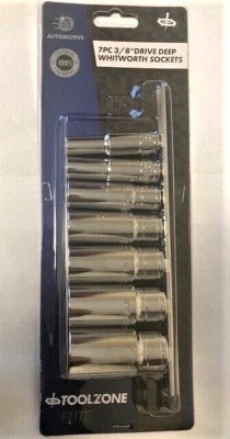 Toolzone ELITE 7Pc 3/8 Drive Whitworth / BSW Deep Sockets Set 12 Point SS019 BSF - Image 1 of 4