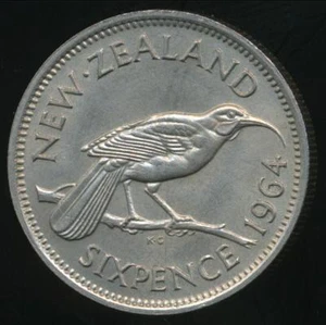 New Zealand, 1964 Sixpence, 6d, Elizabeth II - Choice Uncirculated - Picture 1 of 3