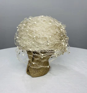 Vintage Yves Saint Laurent VSL Pillbox Hat 1960’s Satin Lace - Picture 1 of 12