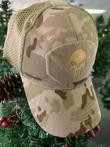 Skull Multicam Operator Mesh cap Bundle with USA Flag Patches - Picture 1 of 9