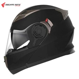 Men's DOT Modular Full Face Motorcycle Helmet with Double Lens Visor  Flat Black - Bild 1 von 12