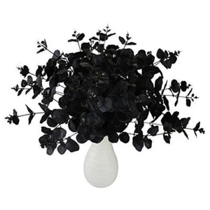 2 Pack Fake Flowers Artificial Eucalyptus Stems Bouquet with 20 Branches Black - Picture 1 of 8
