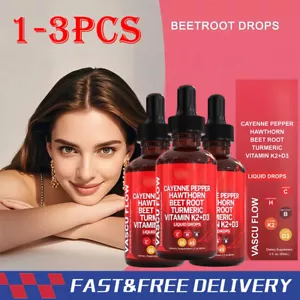 1-3PCS Cayenne Pepper Hawthorn Beet Root Turmeric Vitamin K2+D3 Liquid Drops - Picture 1 of 16
