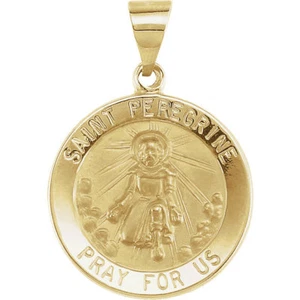 Hollow St. Medalla Peregrine en oro amarillo de 14 K - Imagen 1 de 2