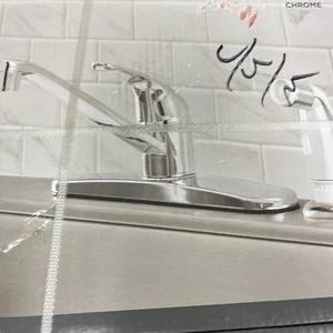 Glacier Bay Single-Handle Standard Kitchen Faucet in Chrome with White Sprayer - Picture 1 of 5