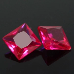 Coppia pietre preziose non riscaldate taglio principessa 4x4 mm rubino rosso naturale certificato Mogok BX06 - Foto 1 di 6