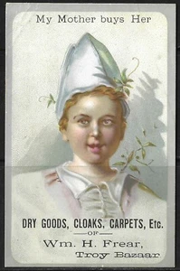 William H. Frear Victorian Trade Card 3"x4.5" Troy Bazaar Dry Goods - Picture 1 of 2