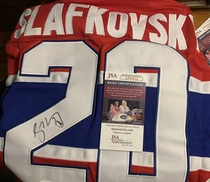 JURAJ SLAFKOVSKY AUTOGRAPH SIGNED MONTREAL CANADIENS JERSEY JSA COA AUTHENTIC MT - Picture 1 of 6