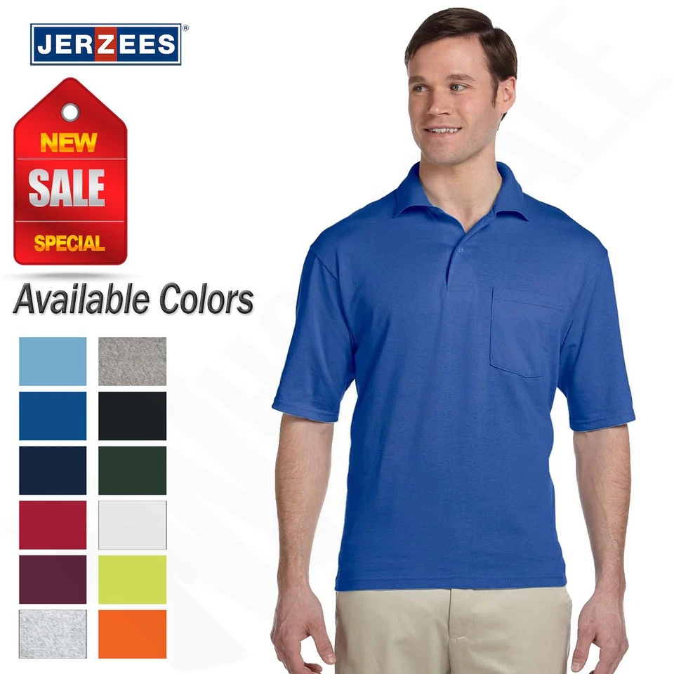 Camiseta polo Jerzees para hombre 50/50 Jersey Golf SpotShield con bolsillos 436P Foto 1 de 2
