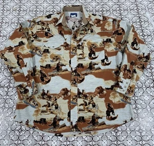 Vintage Wrangler Pearl Snap Shirt Herren XL Western Cowboy Pferd Rodeo Print - Bild 1 von 11